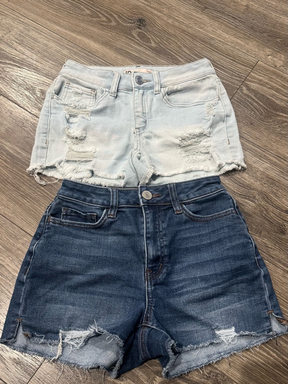 SO Women's Juniors Jean Shorts Duo - Light Blue & Dark Blue